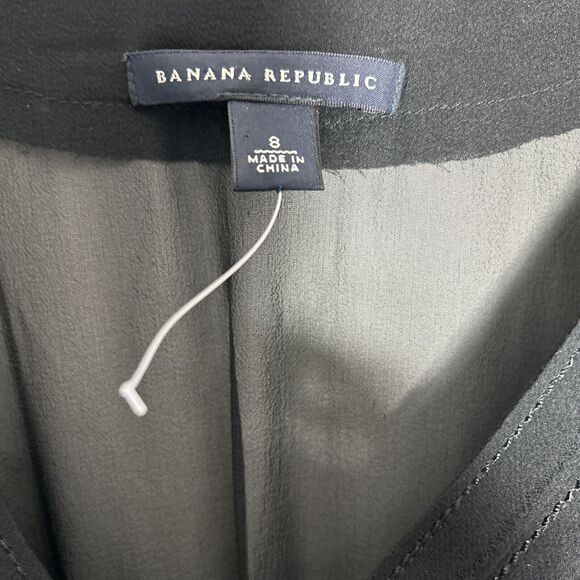 Banana Republic size 8 Black Silk Empire A Line Dress Cocktail Formal - Picture 5 of 6